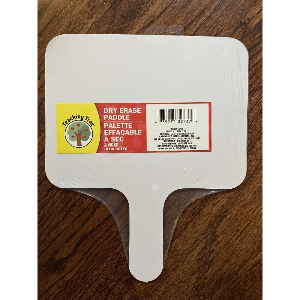 Teaching Tree White Mini Dry Erase Paddle Board Double Sided 8" x 6". Sealed New